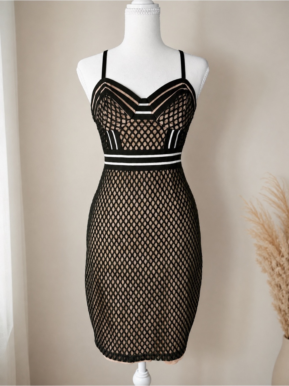 GUESS Burnt Olive Mesh Bodycon Dress XS